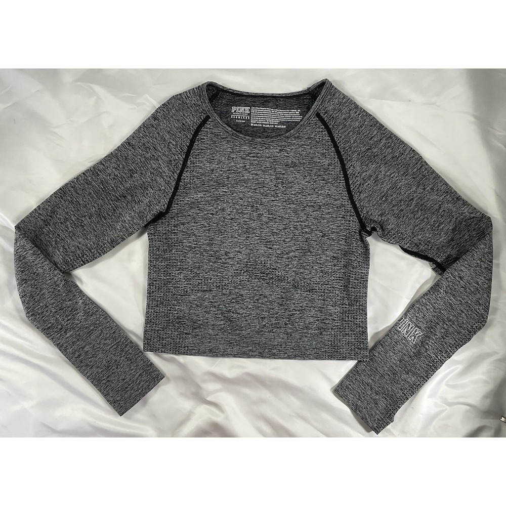Victoria's Secret PINK Active Seamless Long Sleeve Cropped Top Casual Sz M 269